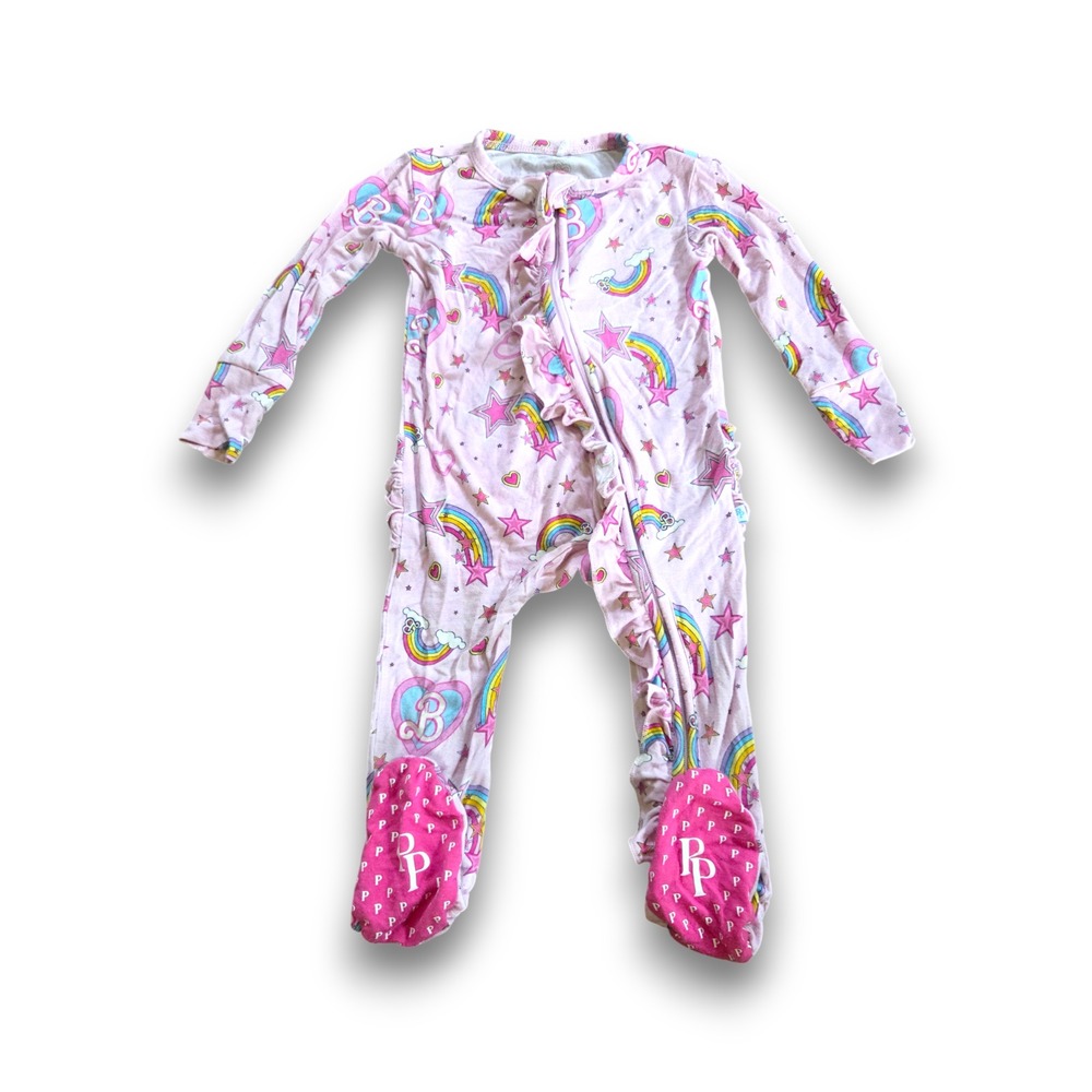 Posh Peanut Barbie Star Power 1 Piece Ruffle Sleeper Pajamas Bamboo Infant 3-6m